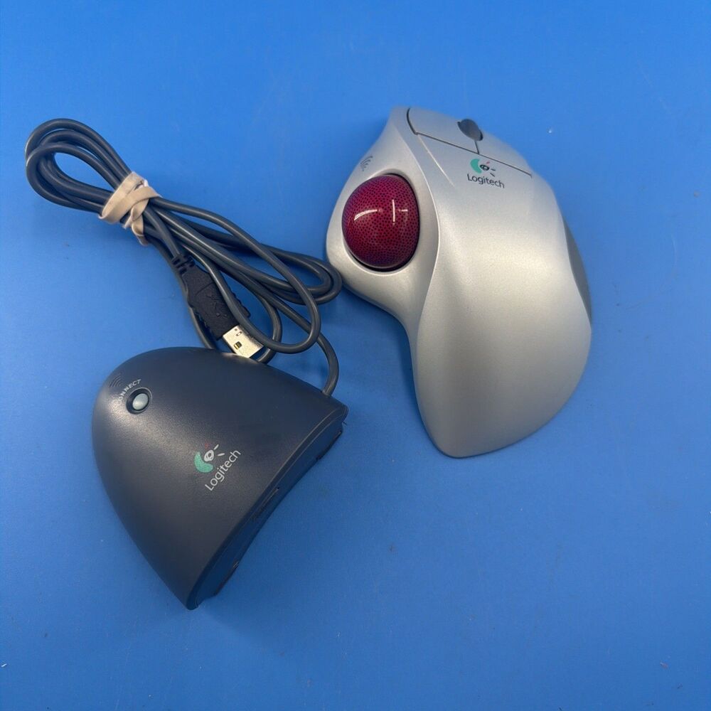 Logitech T-RA18 Cordless Trackman Wheel Trackball Mouse w Receiver Dongle Tested